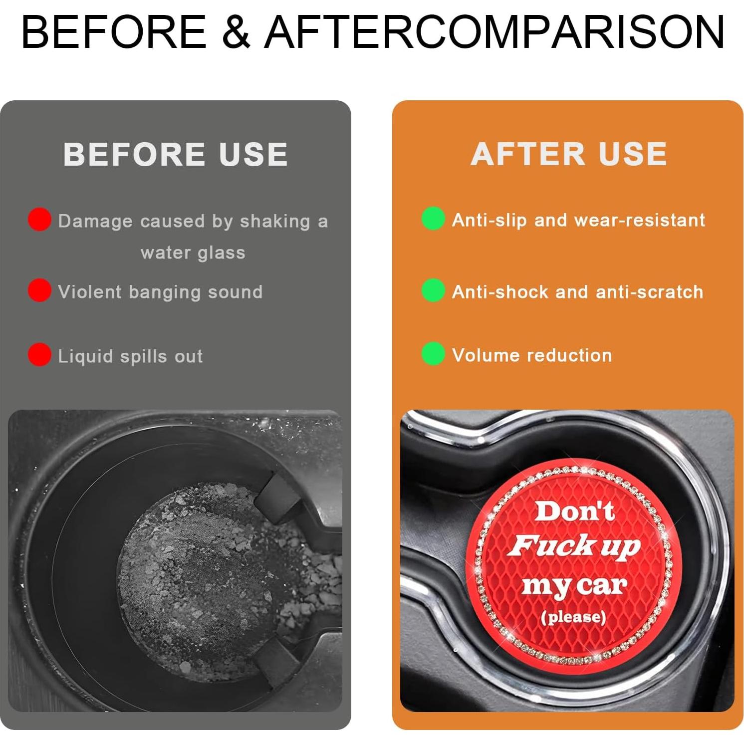 4 Posavasos Brillantes JNXIJ para Auto Antideslizantes Rojo