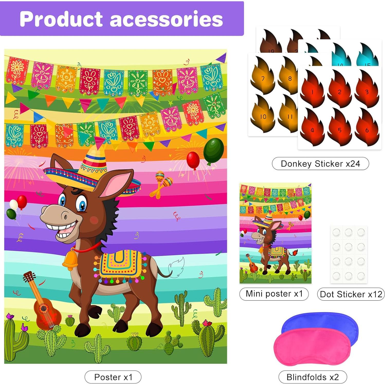 Juego Clava La Cola al Burro NEBURORA 24 Piezas Fiesta