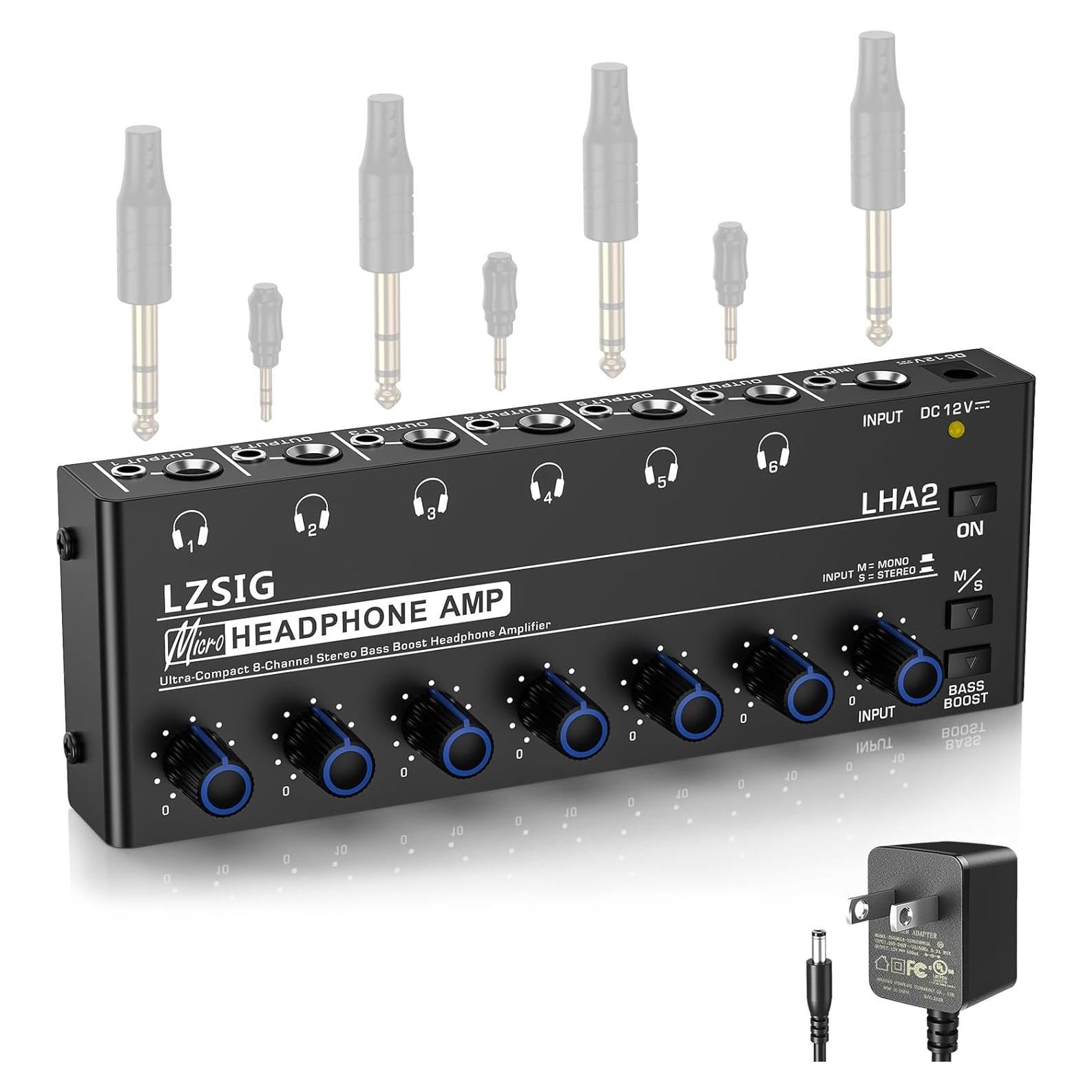 Amplificador de Auriculares LZSIG 6 Canales Estéreo con Graves