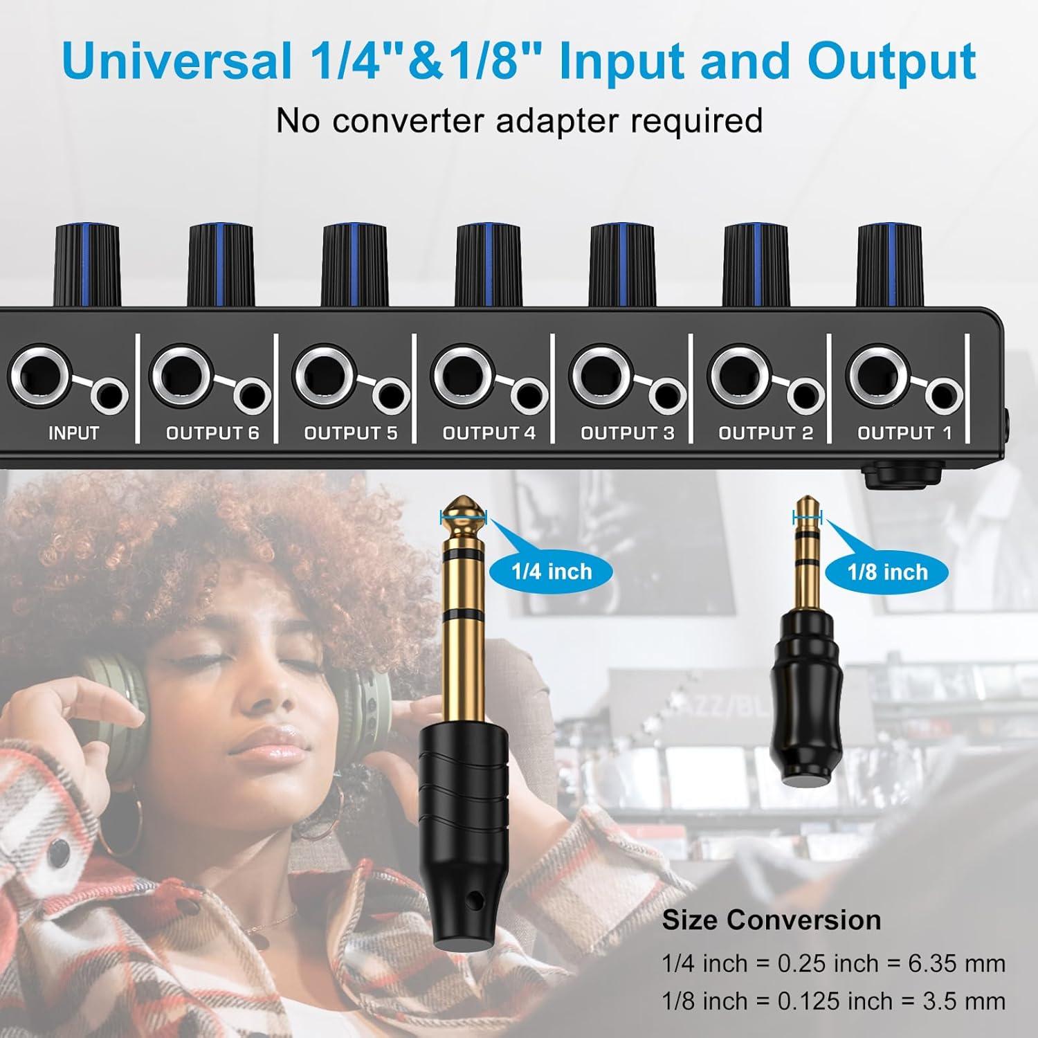 Amplificador de Auriculares LZSIG 6 Canales Estéreo con Graves