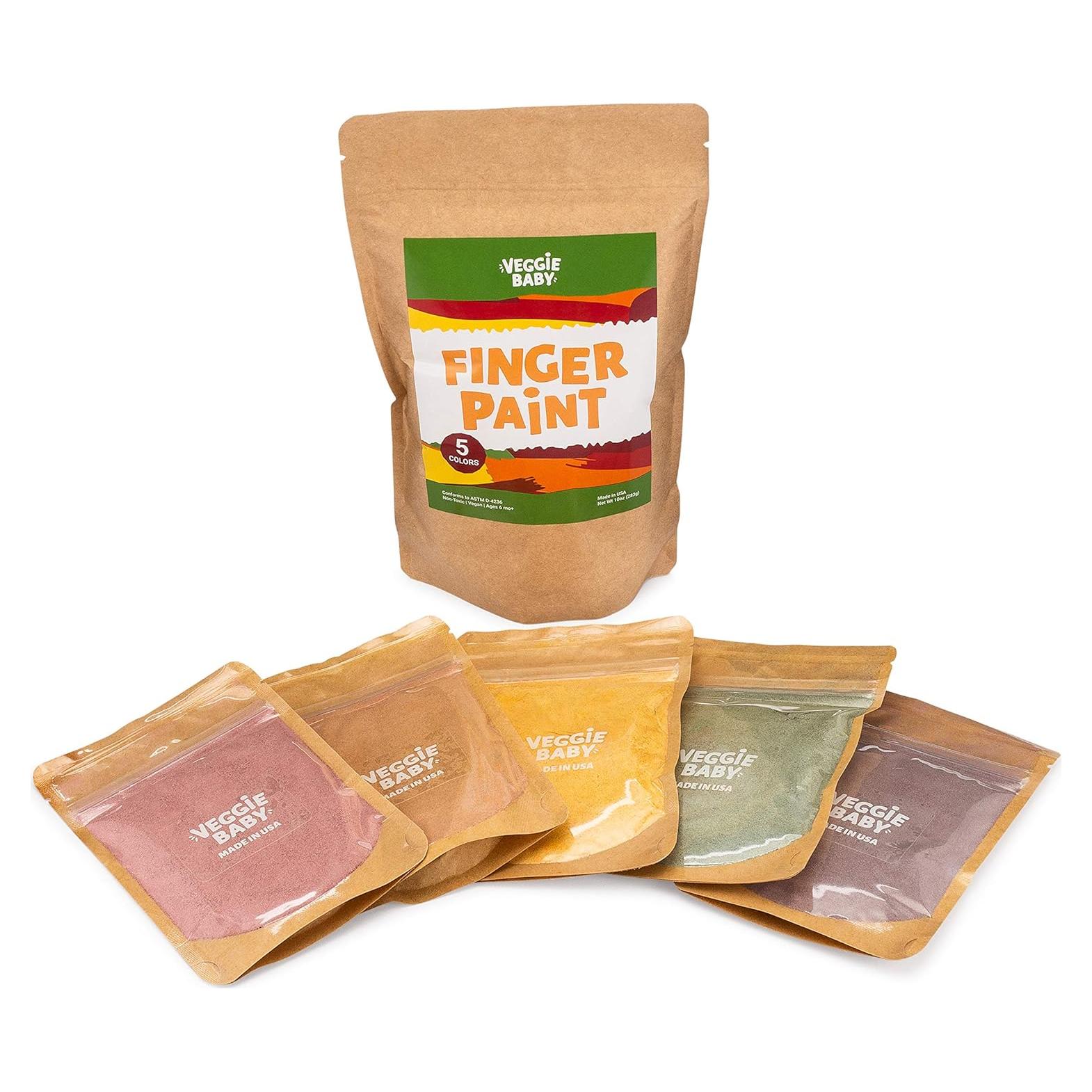 Pinturas Veganas para Dedos Veggie Baby - 5 Colores Comestibles