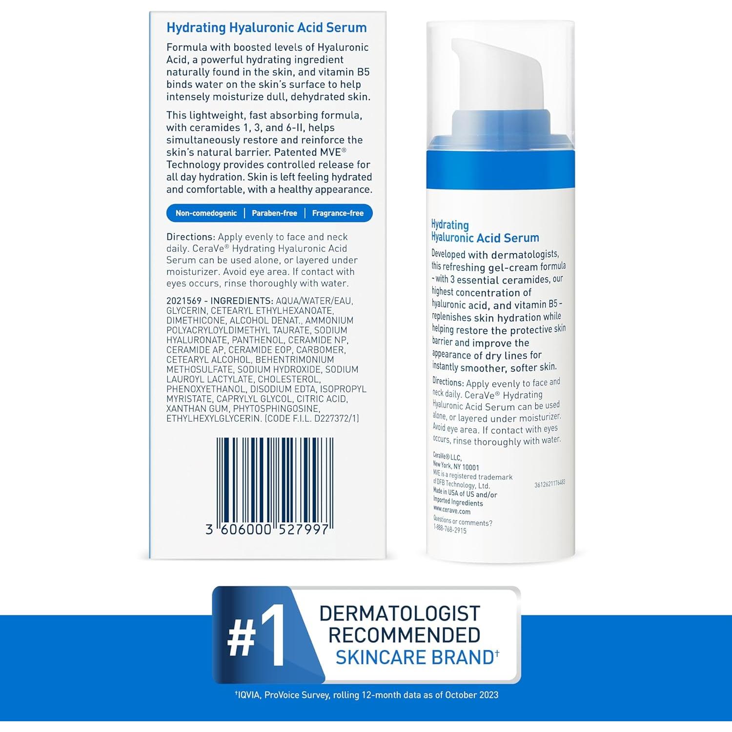 Suero Hidratante Ácido Hialurónico Cerave 30g con Vitamina B5