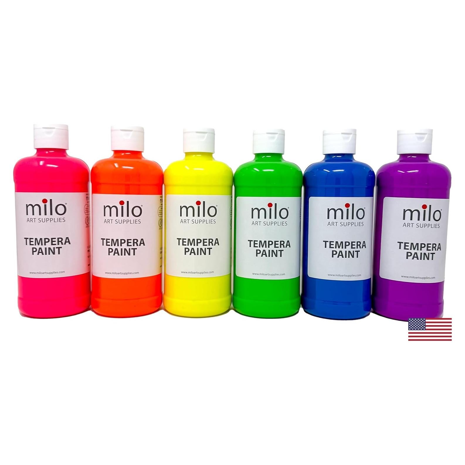 Set de Pintura Témpera Fluorescente Milo 6 Colores 473 ml