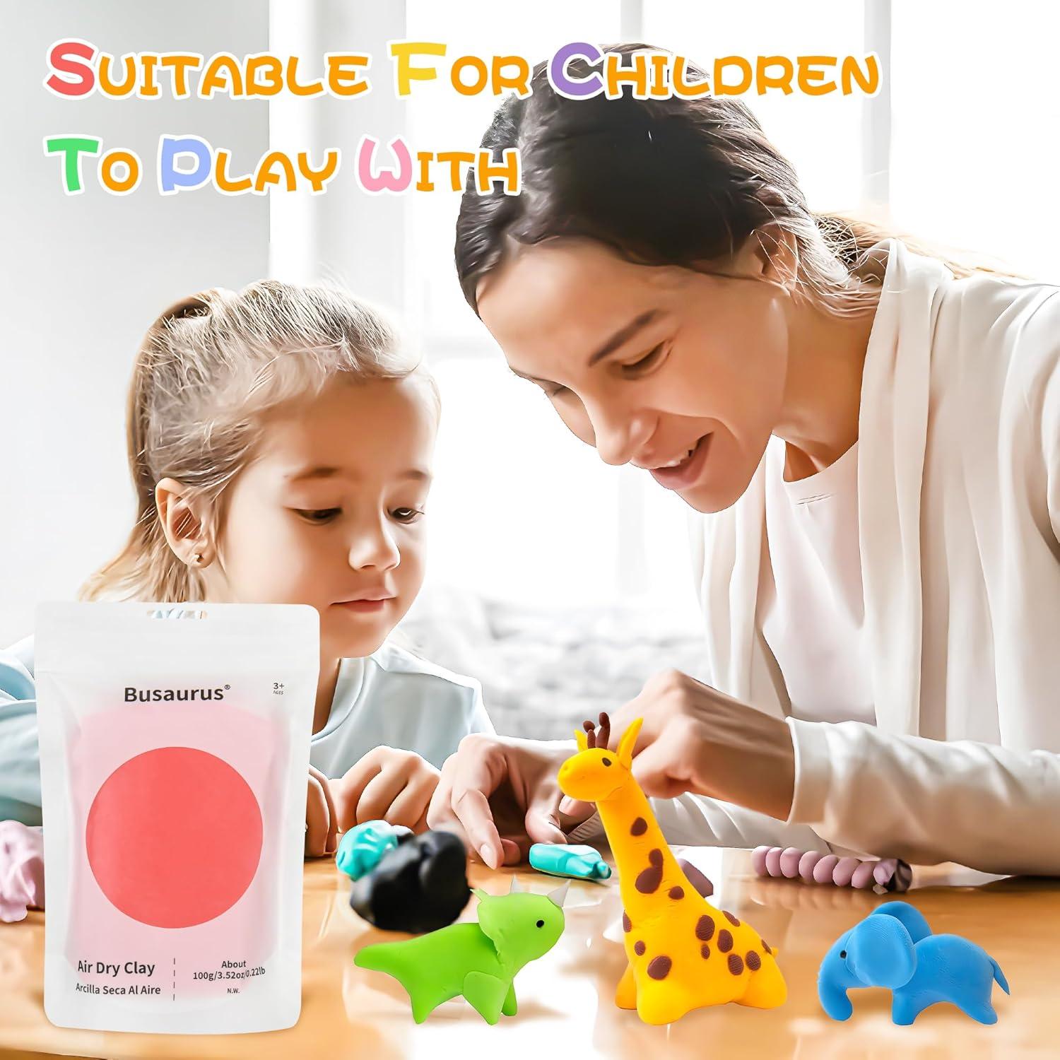 Arcilla Mágica Busaurus 100g Secado al Aire Negro No Tóxica