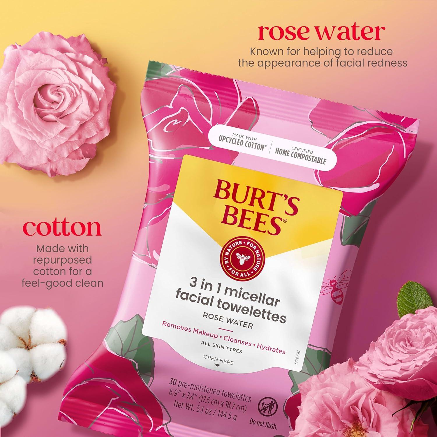 Toallitas Faciales Burt's Bees 30 Ct con Agua de Rosa