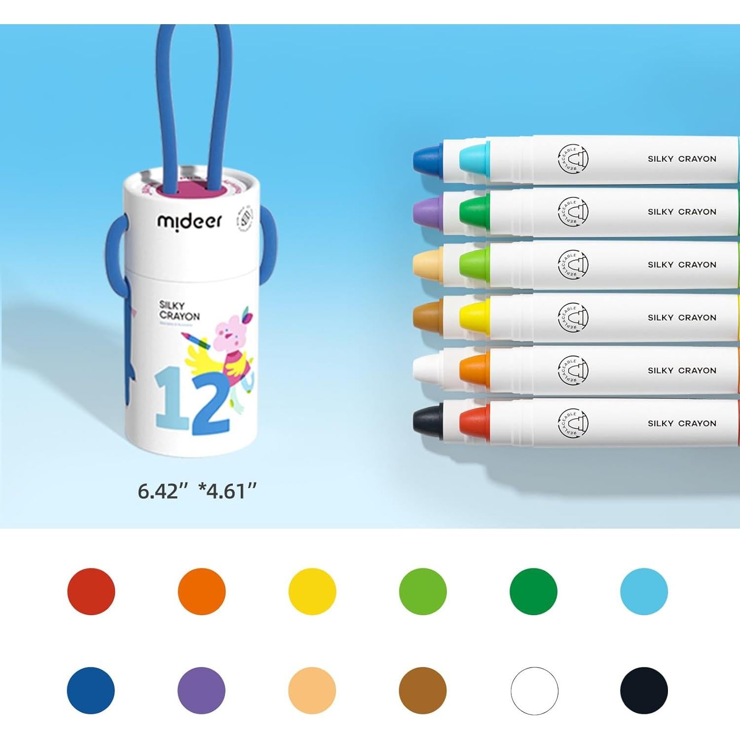 Crayones Twistables MiDeer Jumbo Lavables 12 Colores para Niños