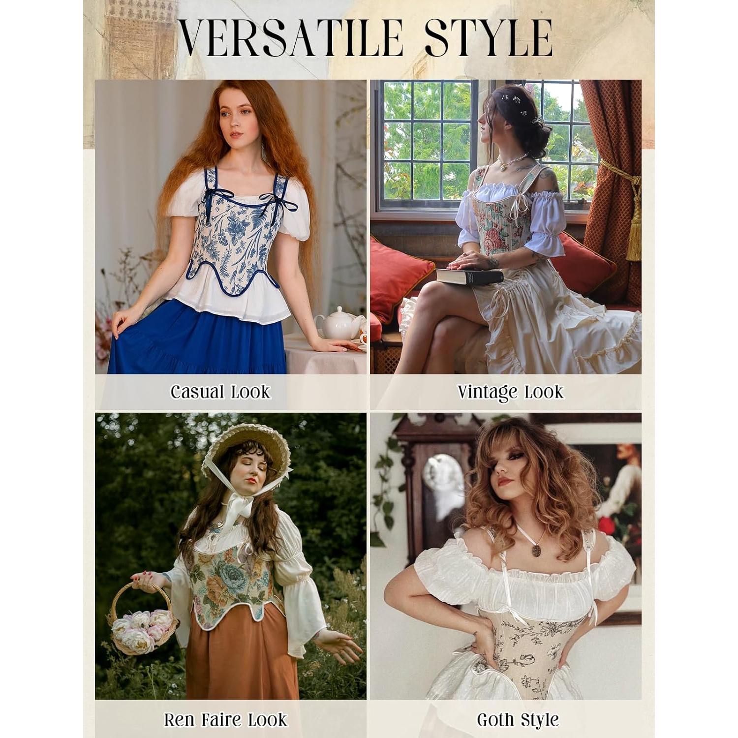 Corset Renacentista SCARLET DARKNESS Floral con Cremallera