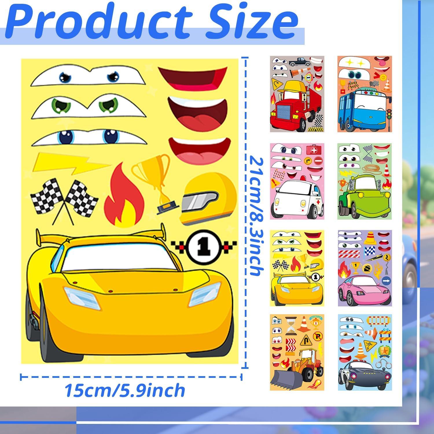 24 Hojas Stickers de Coche de Caricatura T-Antrix para Niños