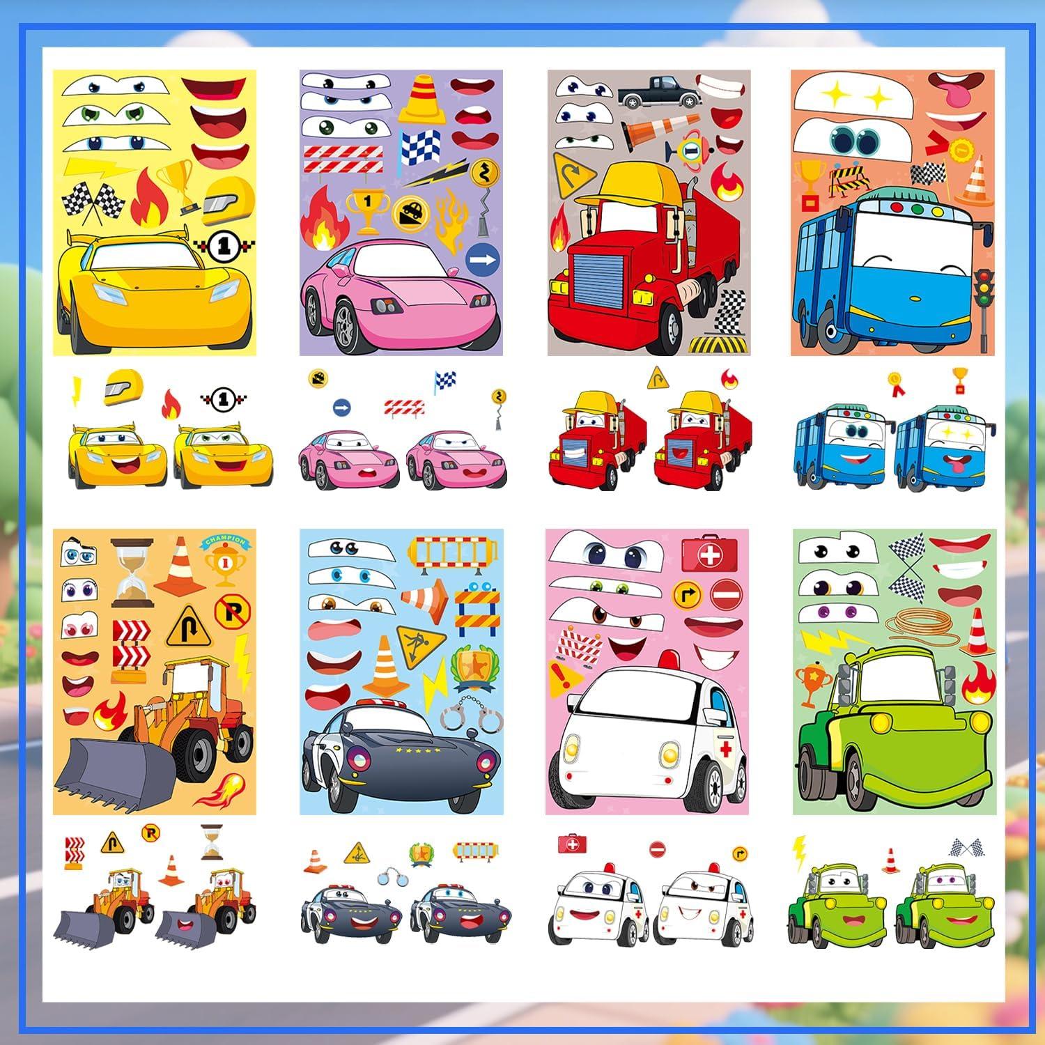 24 Hojas Stickers de Coche de Caricatura T-Antrix para Niños