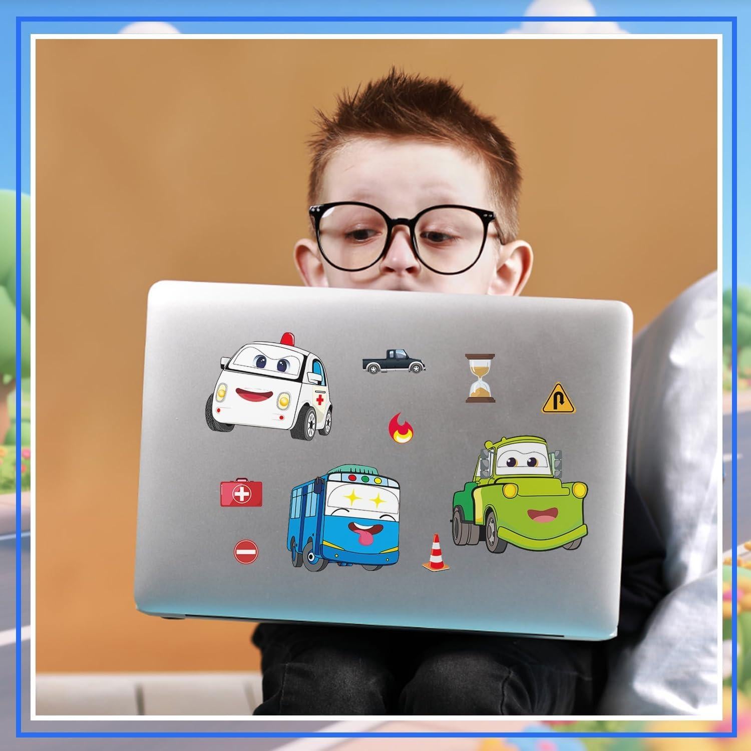 24 Hojas Stickers de Coche de Caricatura T-Antrix para Niños