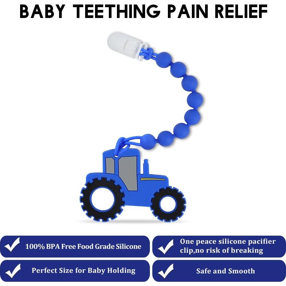 Mordedor de Silicona Azul AmazingM con Clip para Chupete