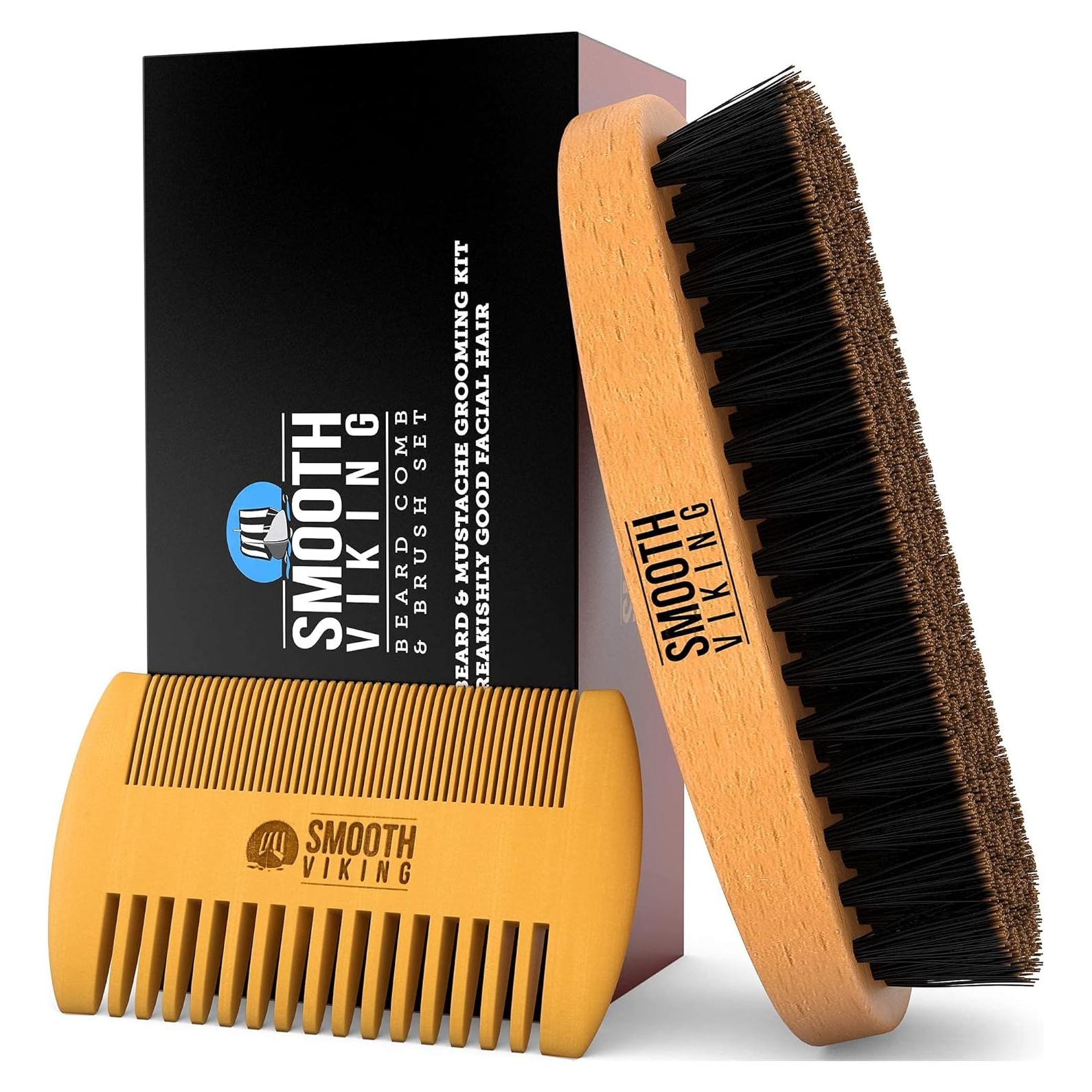 Juego de Cepillo para Barba Smooth Viking - Cerdas de Jabalí