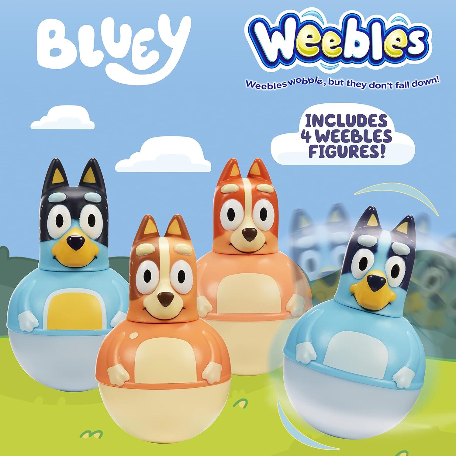 Figuras Weebles Wobble Bluey - Paquete de 4 Personajes