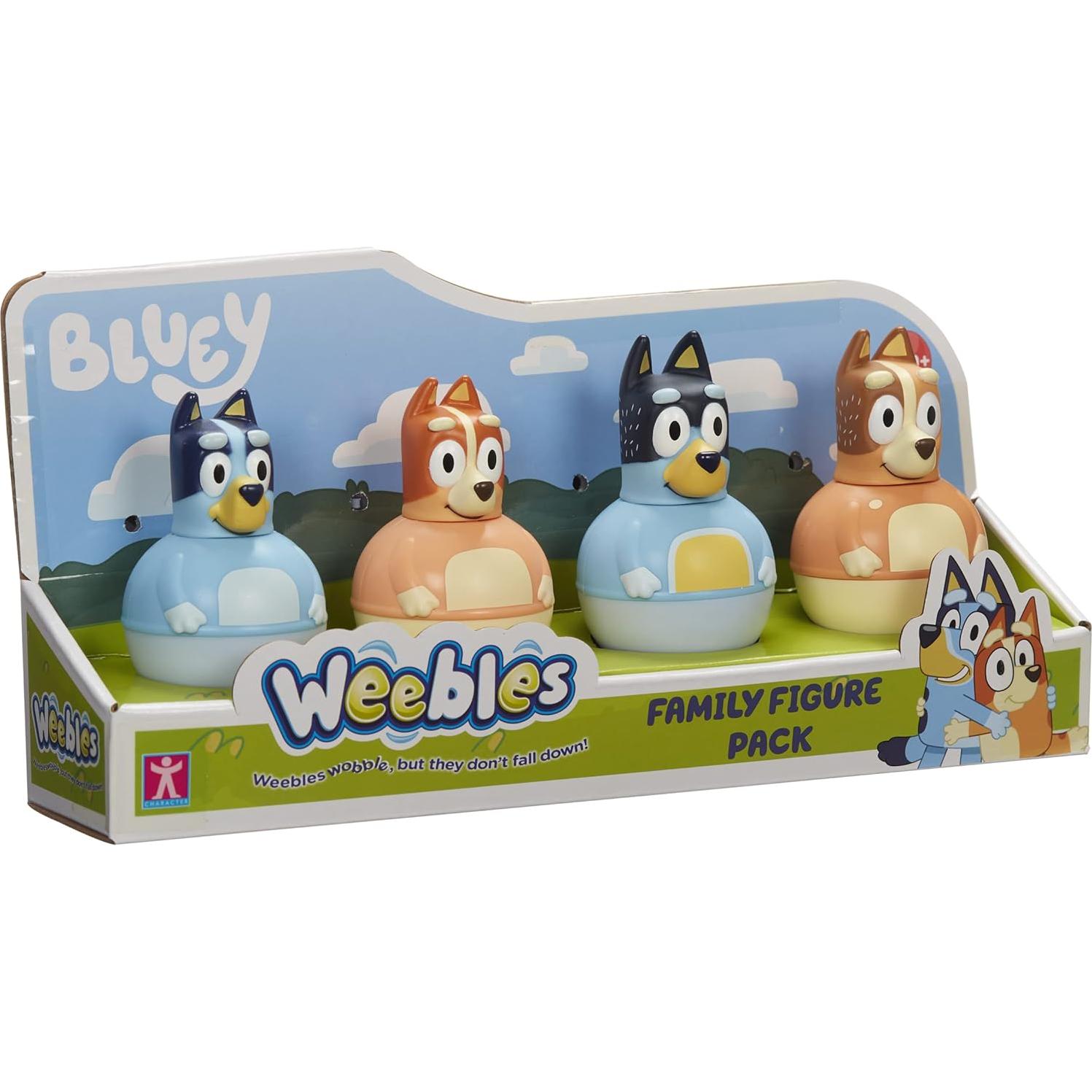 Figuras Weebles Wobble Bluey - Paquete de 4 Personajes
