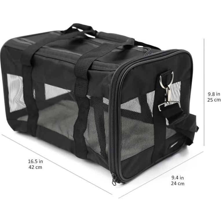 Transportadora de Mascotas Amazon Basics Mediana Negra 42x28x28cm