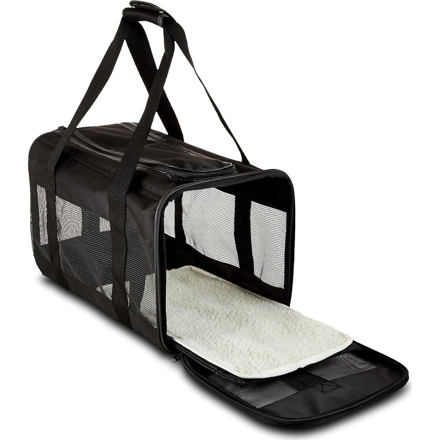 Transportadora de Mascotas Amazon Basics Mediana Negra 42x28x28cm