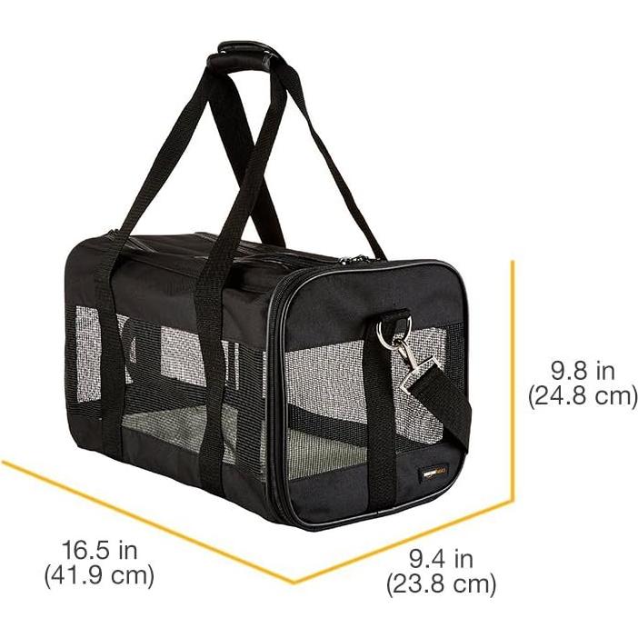 Transportadora de Mascotas Amazon Basics Mediana Negra 42x28x28cm