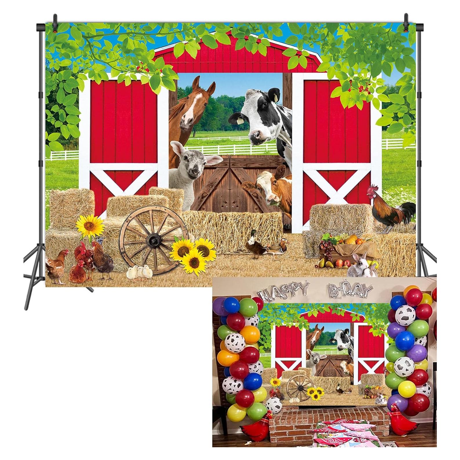 Fondo de Fiesta de Granja Rojo 150x90cm BAIFNEZ