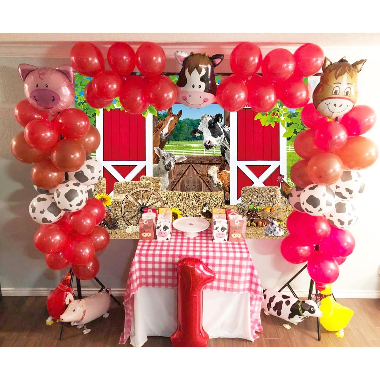 Fondo de Fiesta de Granja Rojo 150x90cm BAIFNEZ