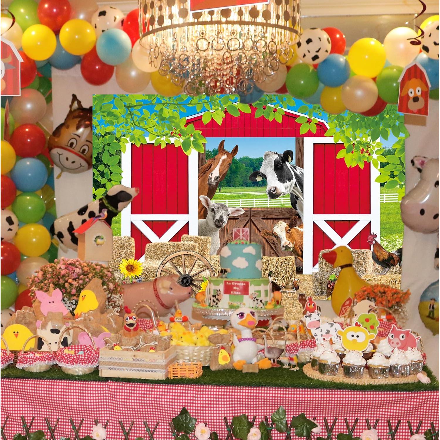 Fondo de Fiesta de Granja Rojo 150x90cm BAIFNEZ