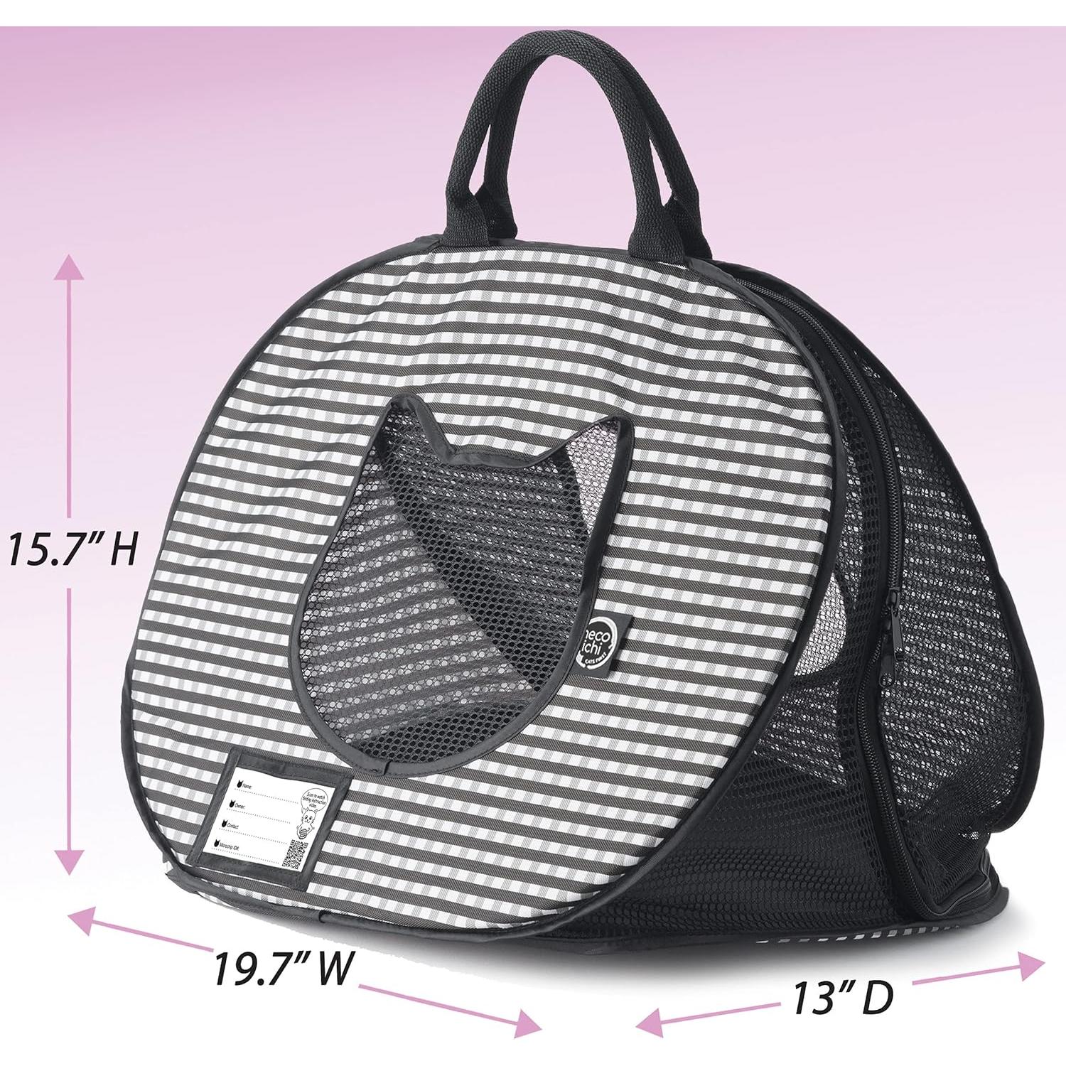 Transportín para Gatos Necoichi Plegable Gris y Blanco