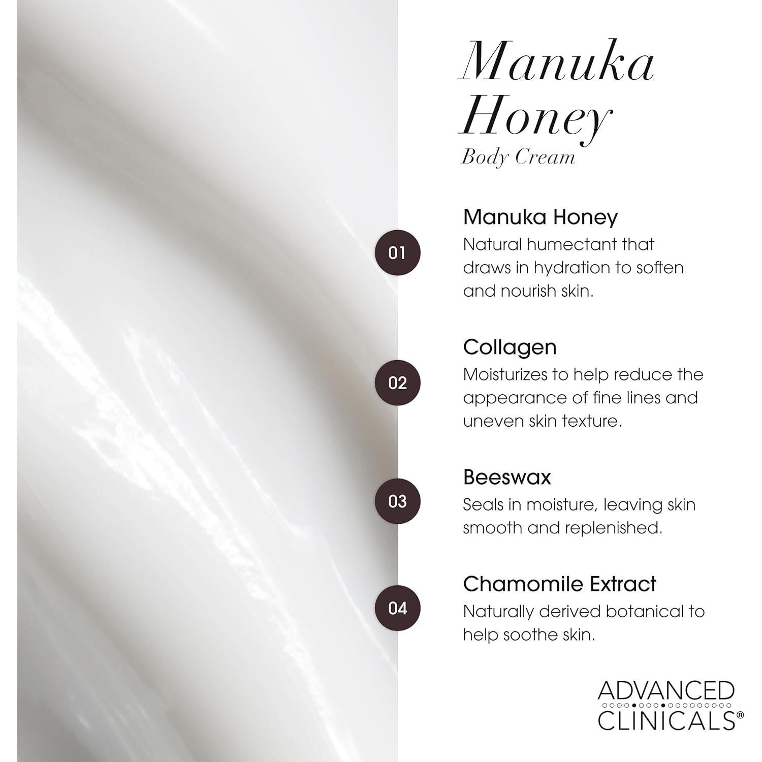 Crema Hidratante Facial Advanced Clinicals Miel de Manuka 480ml