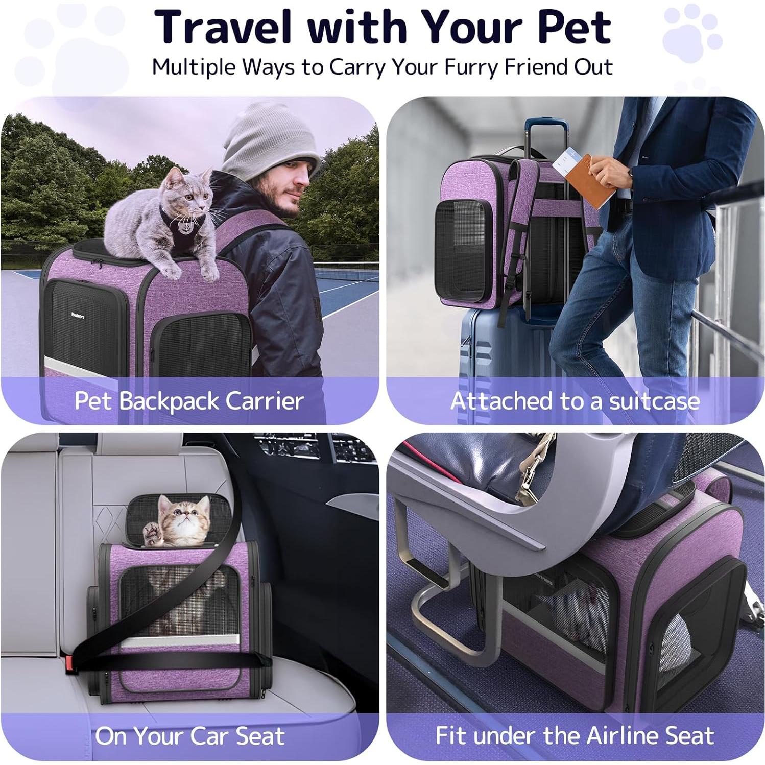 Mochila Transportadora Pawtners para Gatos y Perros 8,16 kg