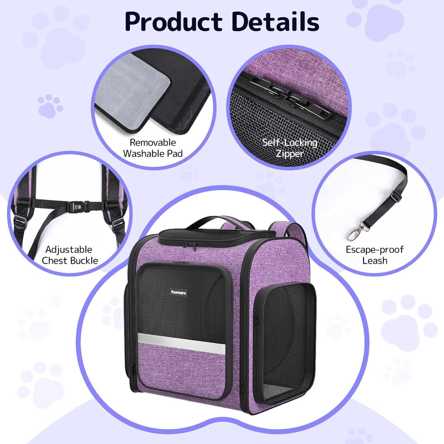 Mochila Transportadora Pawtners para Gatos y Perros 8,16 kg