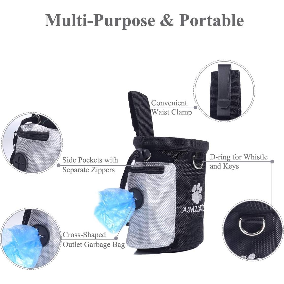 Bolsa de Golosinas para Perros AMZNOVA, 3 Tazas, Negro