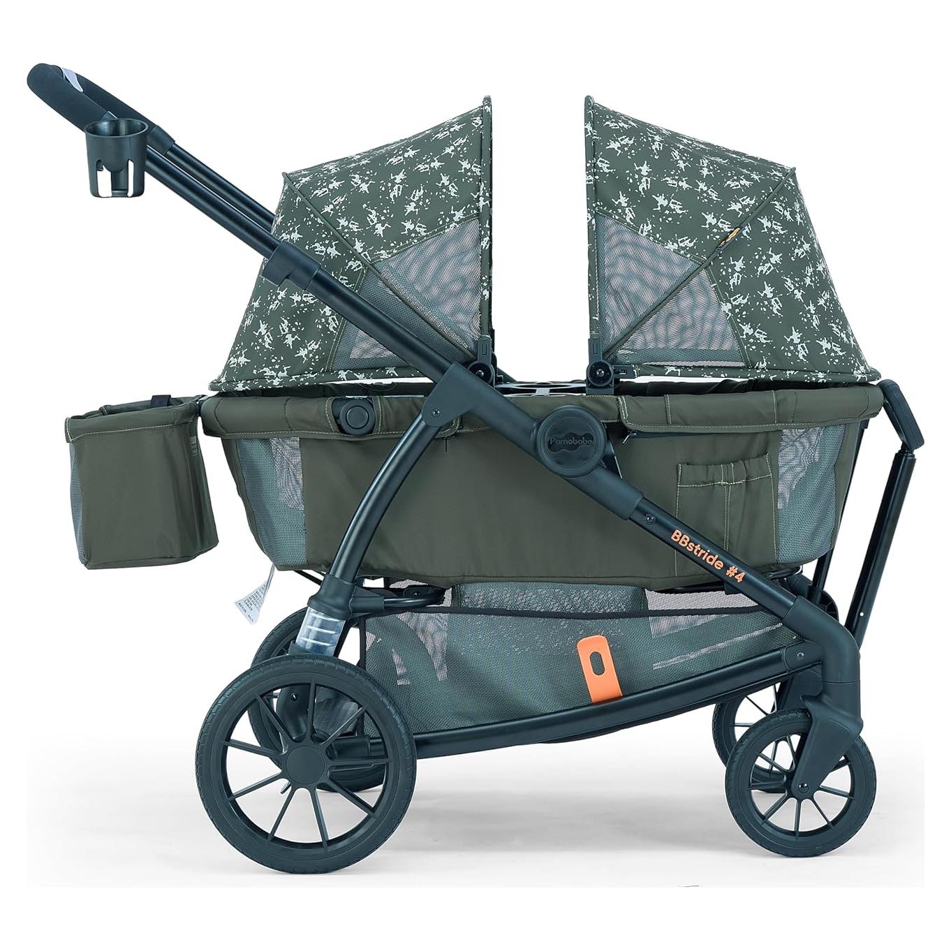 Cochecito Doble Pamo Babe Verde Ajustable Impermeable