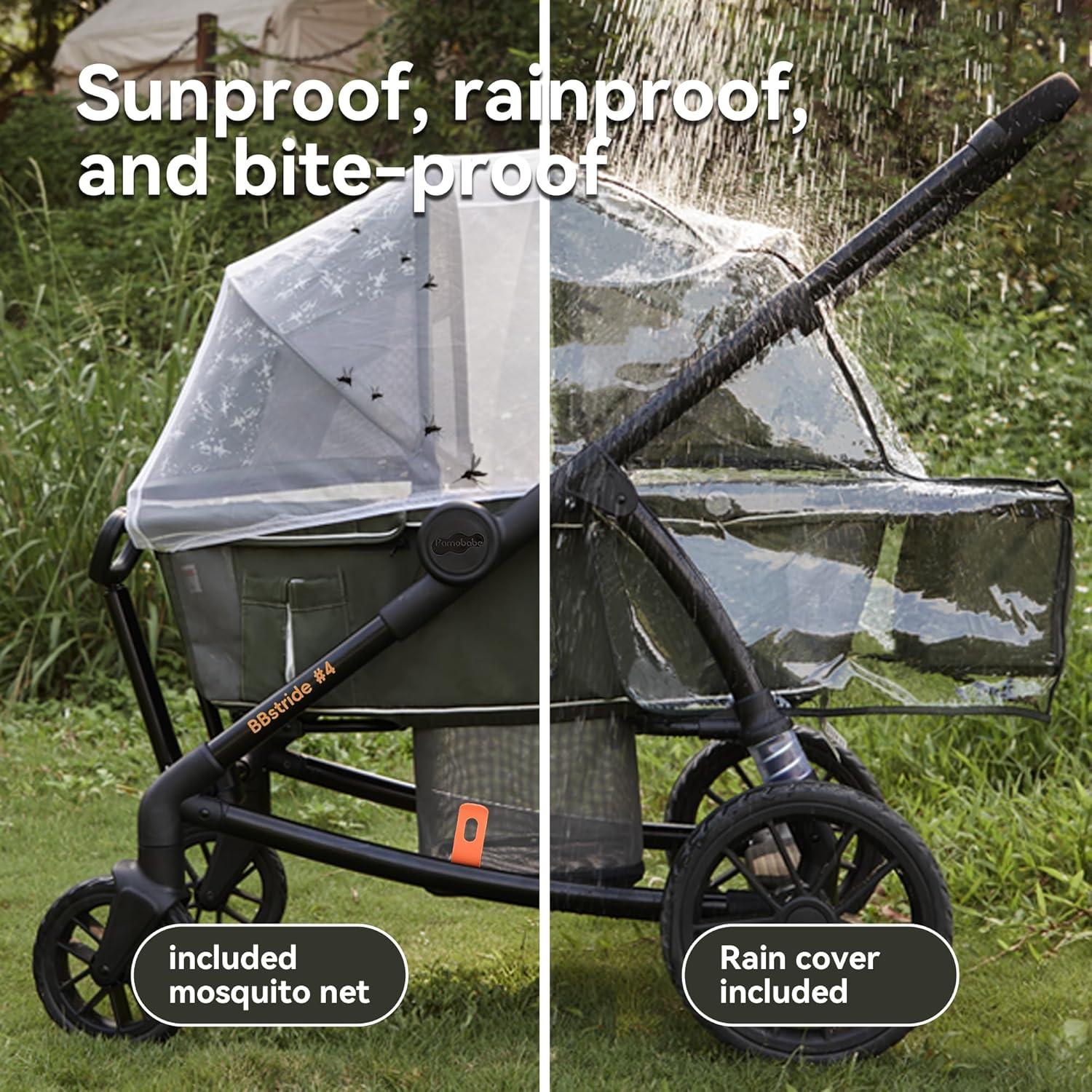 Cochecito Doble Pamo Babe Verde Ajustable Impermeable