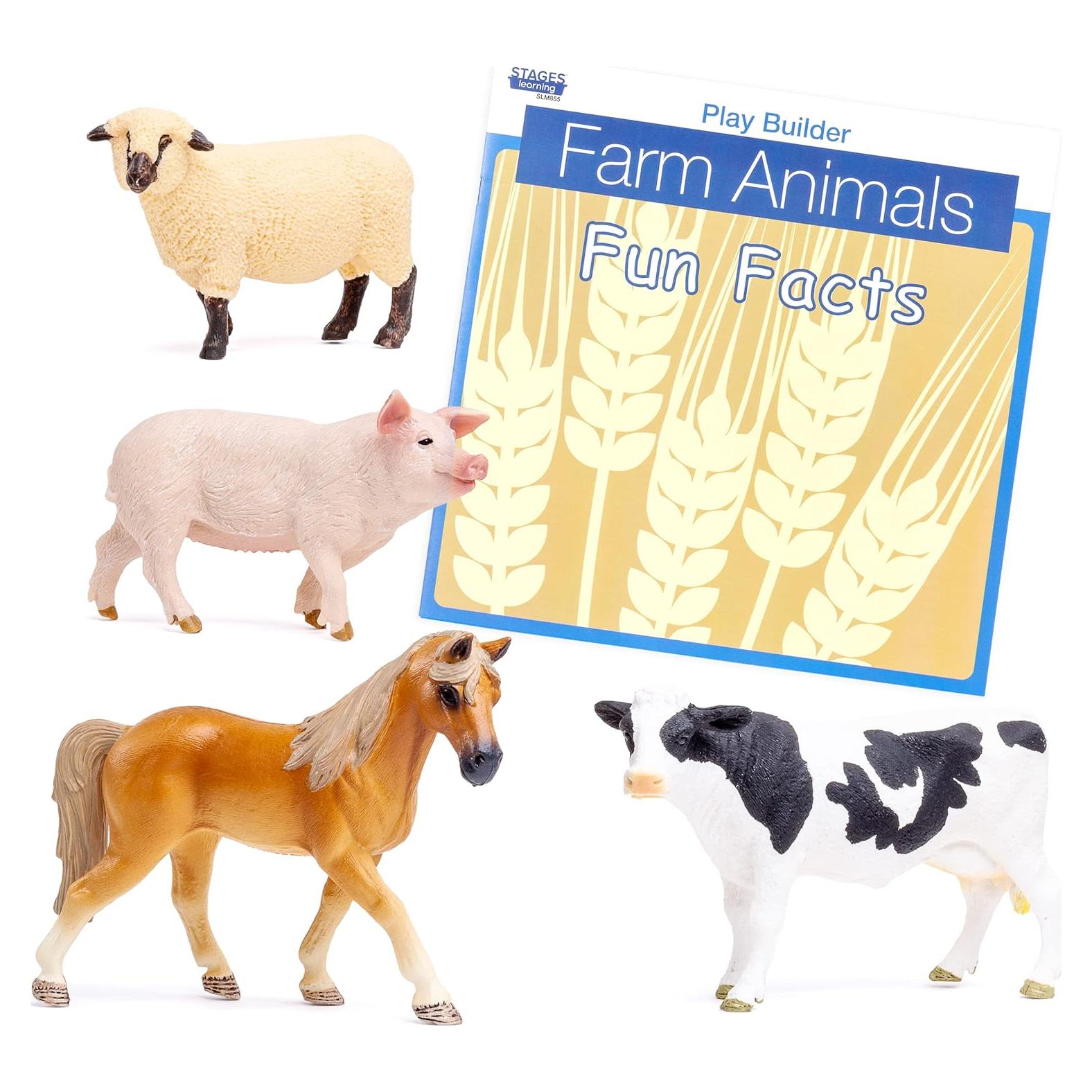 Figuras de Animales de Granja Etapas - 4 Piezas + Libro