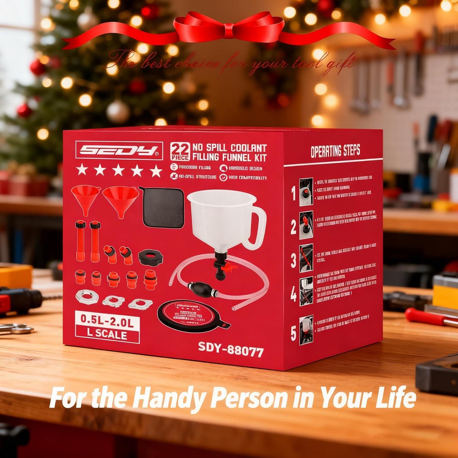 Kit de embudo de refrigerante SEDY 22 piezas con bomba y adaptadores