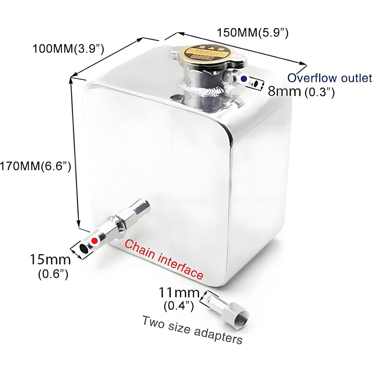 Tanque de Expansión de Refrigerante RYANSTAR 2.5L Aluminio Plata