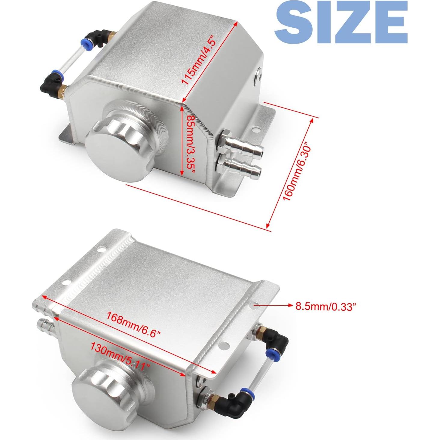 Tanque de Expansión de Refrigerante YIUIY 1L Aluminio Plateado