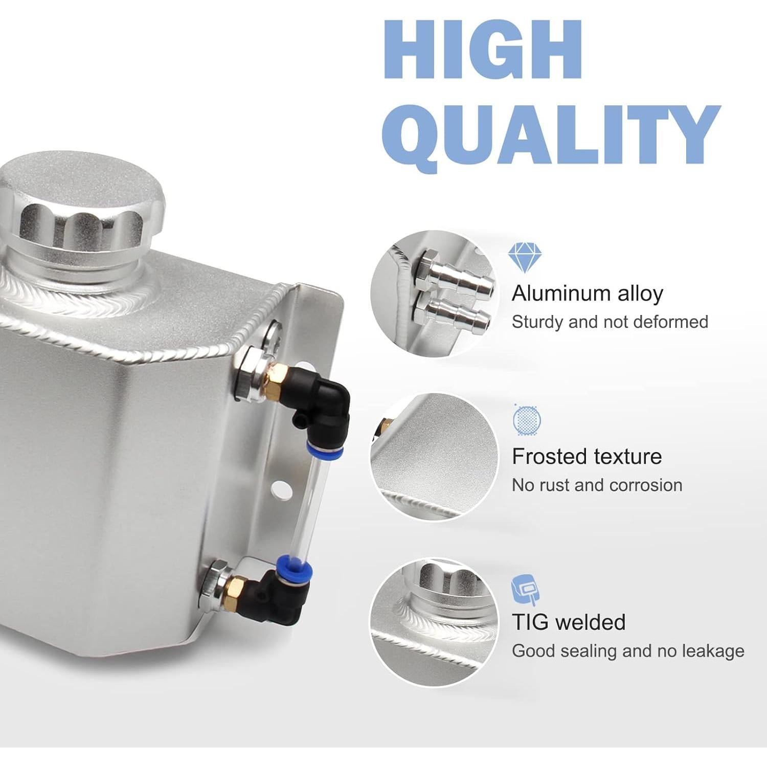 Tanque de Expansión de Refrigerante YIUIY 1L Aluminio Plateado