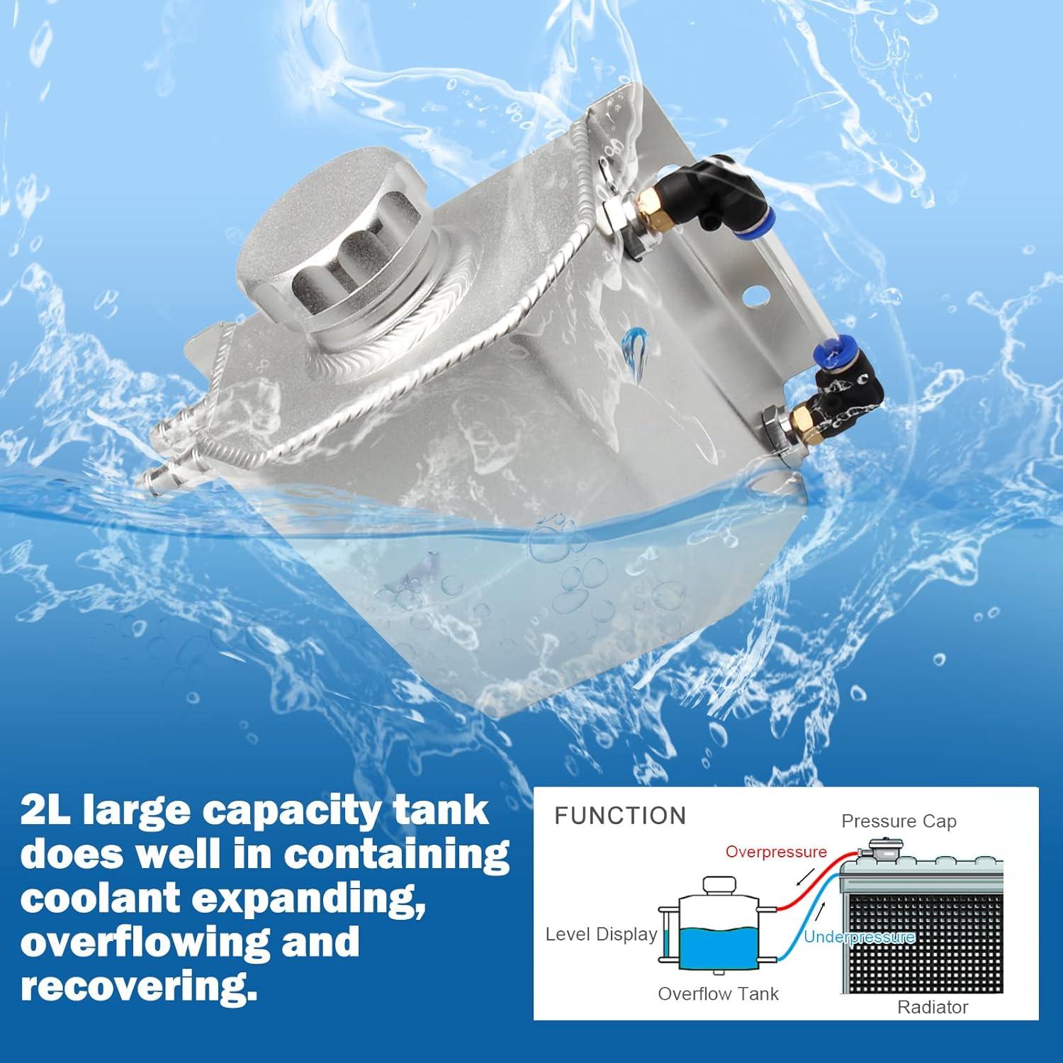 Tanque de Expansión de Refrigerante YIUIY 1L Aluminio Plateado