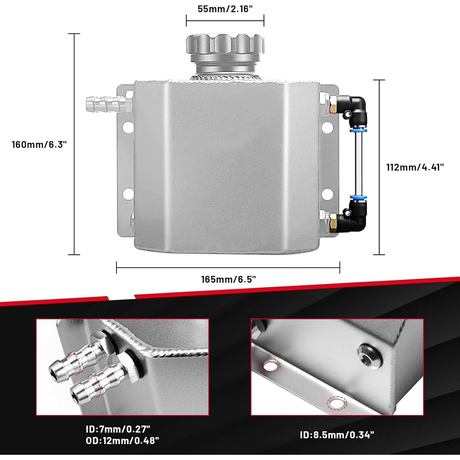 Tanque de Refrigerante Universal BOMLING 1L Aluminio Plateado