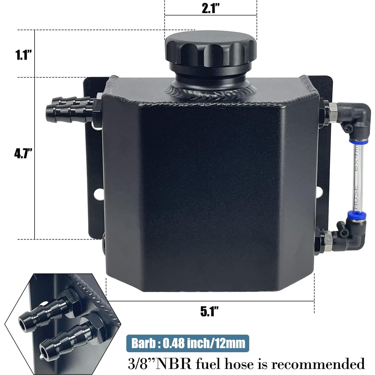 Tanque de expansión de refrigerante Sutekus 1L aluminio negro
