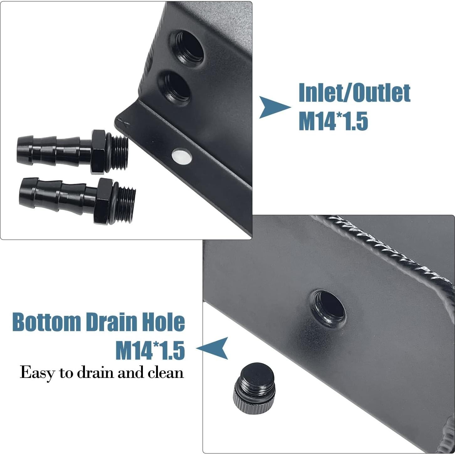 Tanque de expansión de refrigerante Sutekus 1L aluminio negro