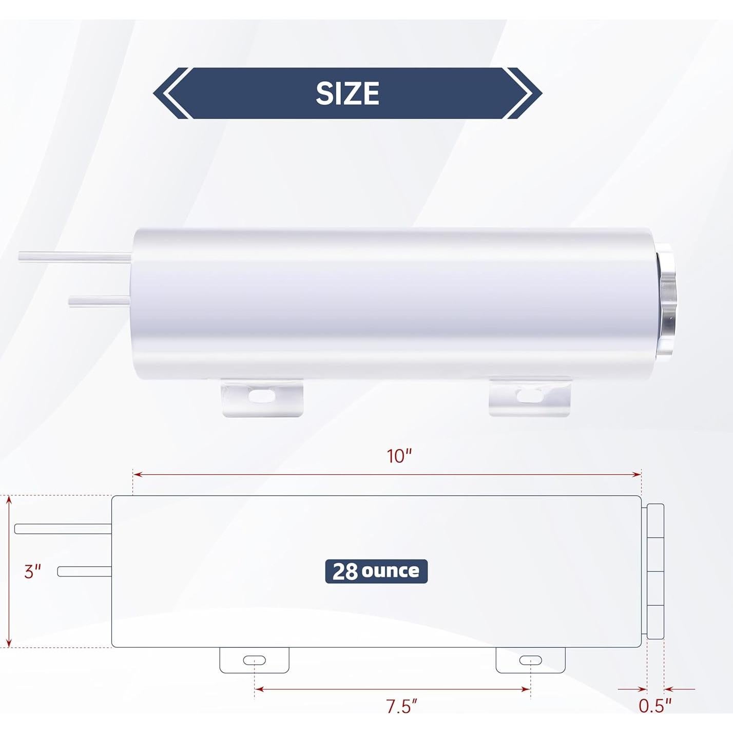 Tanque de desbordamiento BATONECO 3" x 10" acero inoxidable 0.79L