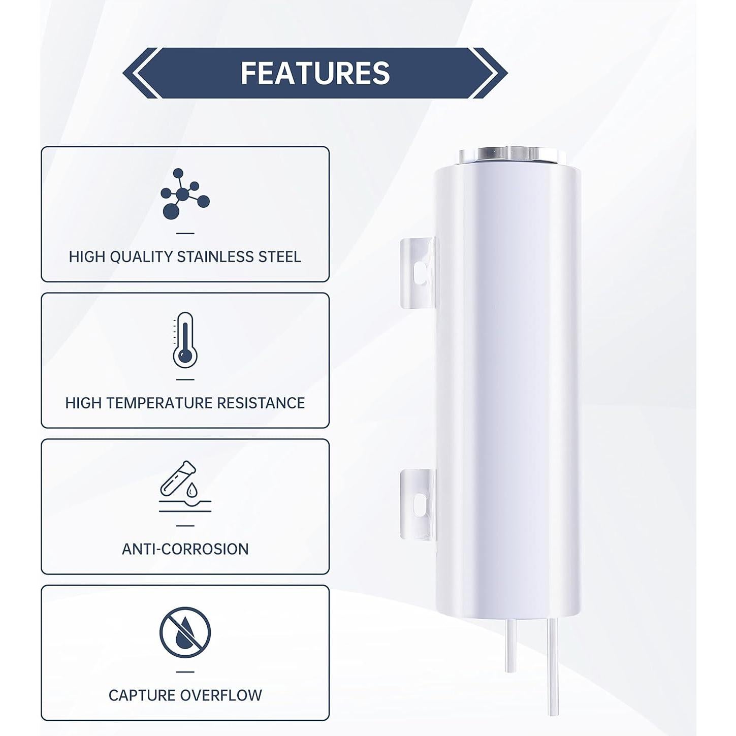 Tanque de desbordamiento BATONECO 3" x 10" acero inoxidable 0.79L