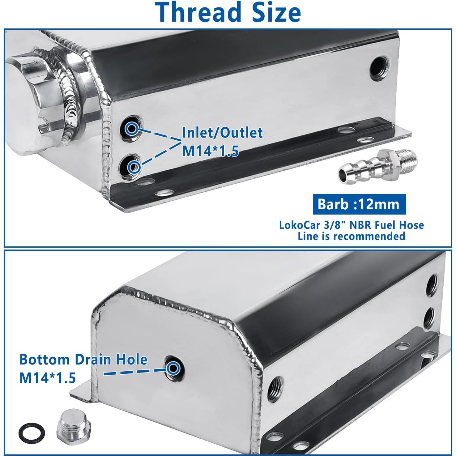 Tanque de Expansión de Refrigerante LokoCar 2L Aluminio Plateado