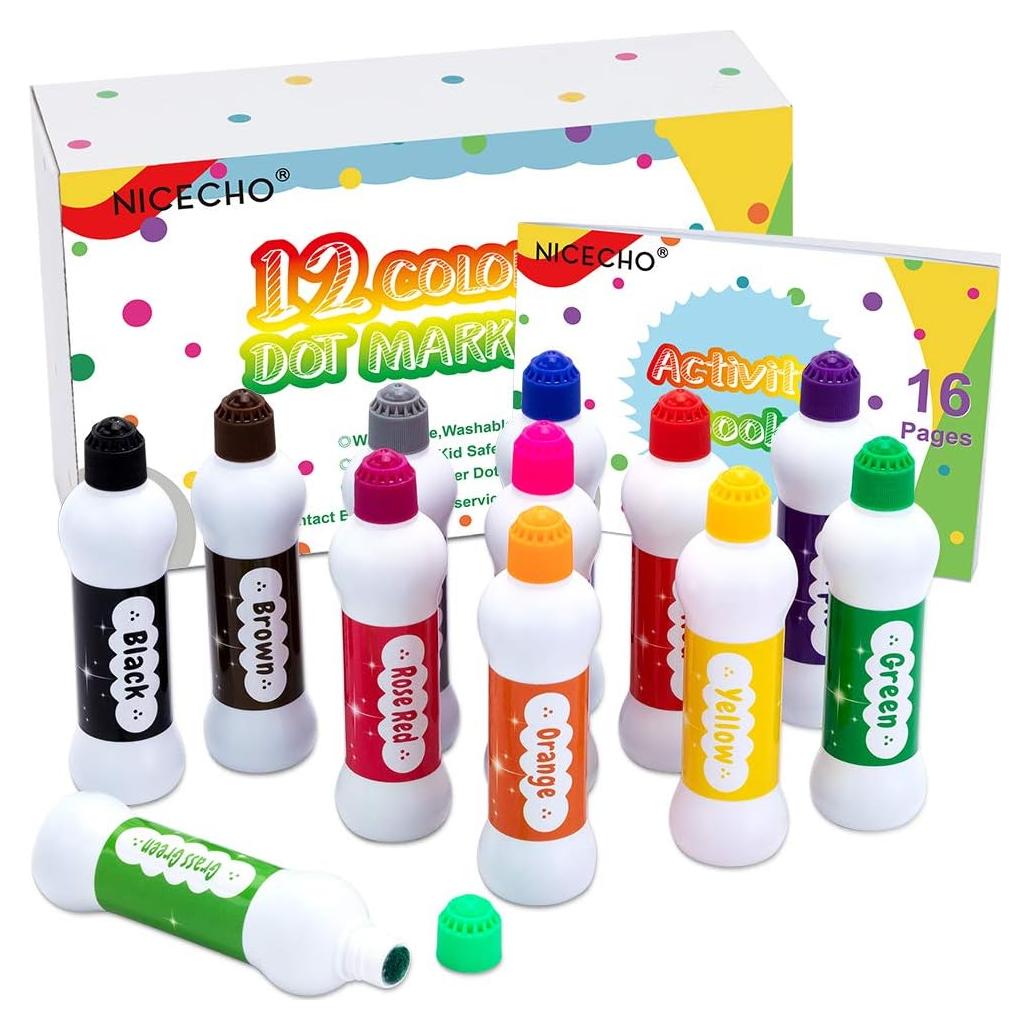 Kit de Marcadores de Puntos Nicecho, 12 Colores Lavables