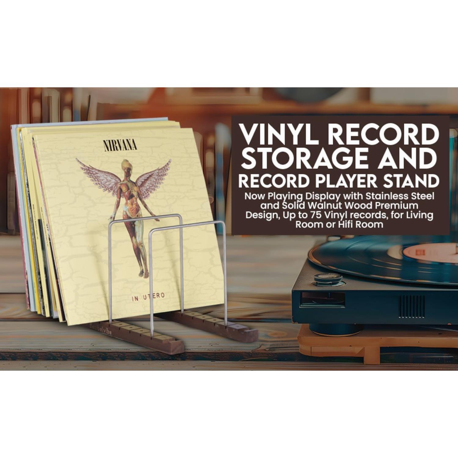 Soporte para Discos de Vinilo Decibelvibe - 75 LP - Acero y Madera