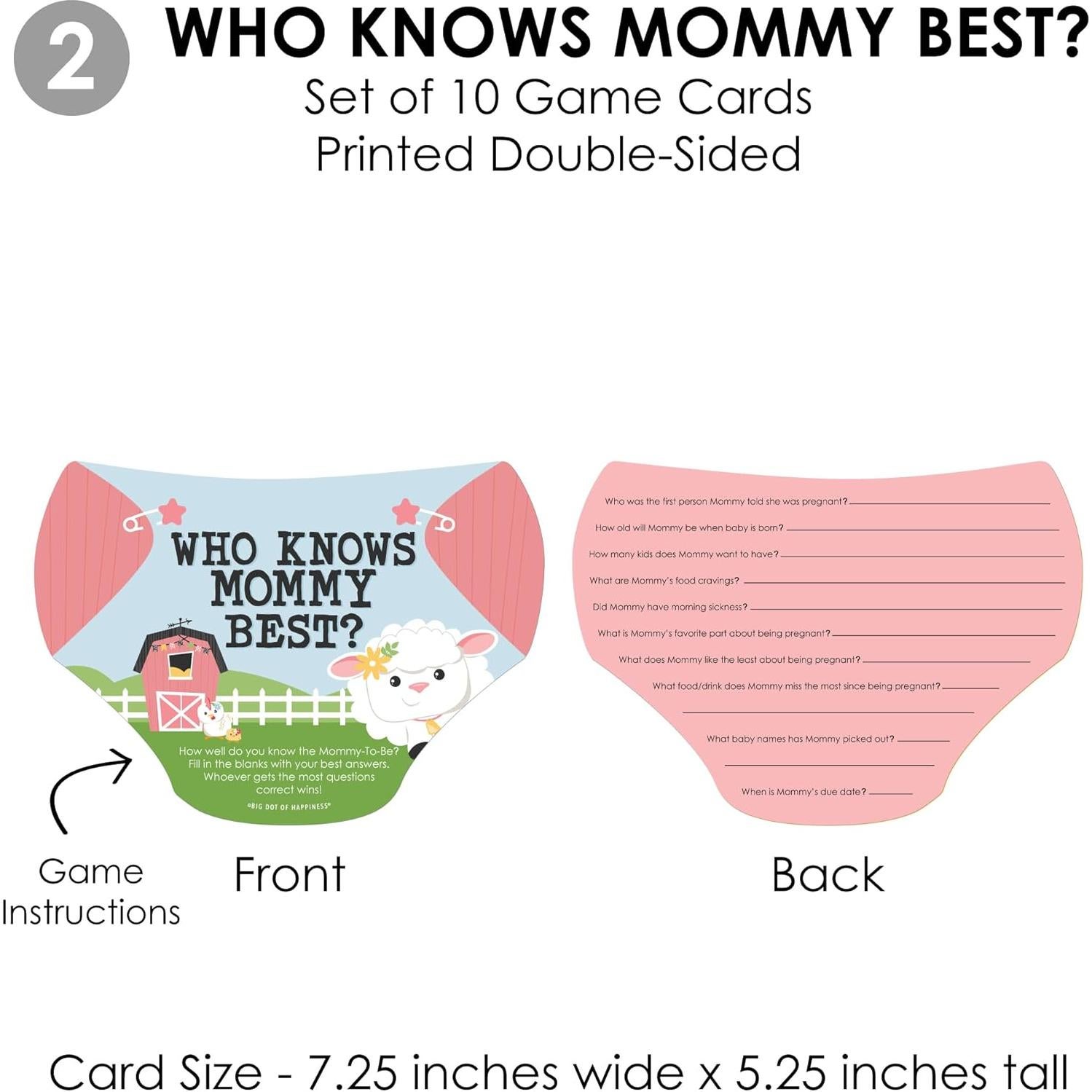 Paquete de Juegos de Baby Shower Granja Rosa - 4 Juegos