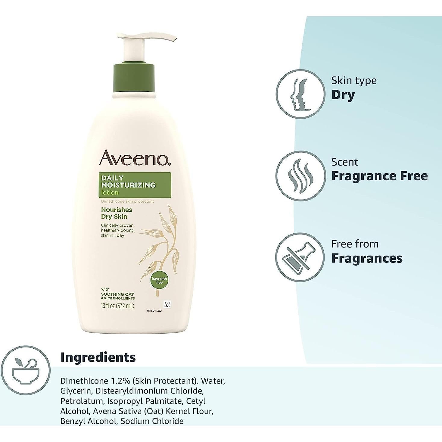 Loción Corporal Hidratante Aveeno 532 ml Piel Seca Sin Fragancia