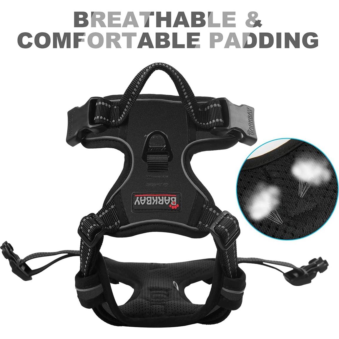 Arnés para Perros BARKBAY Mediano Negro Reflectante