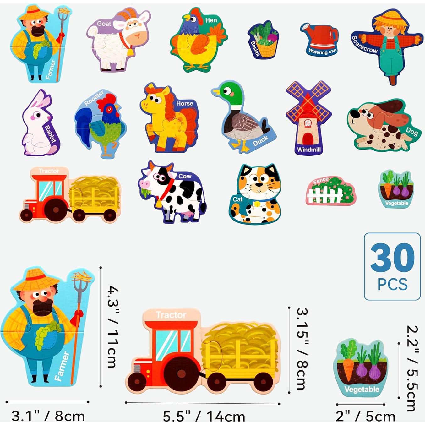 Puzzles Magnéticos Dotimo 30 Piezas Animales de Granja
