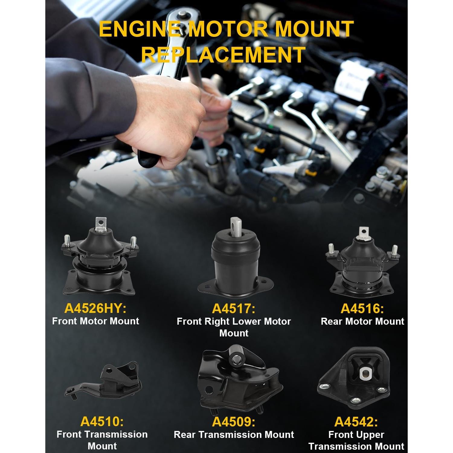Juego de Soportes de Motor y Transmisión OCPTY para Honda Accord 2003-2007 L4 2.4L
